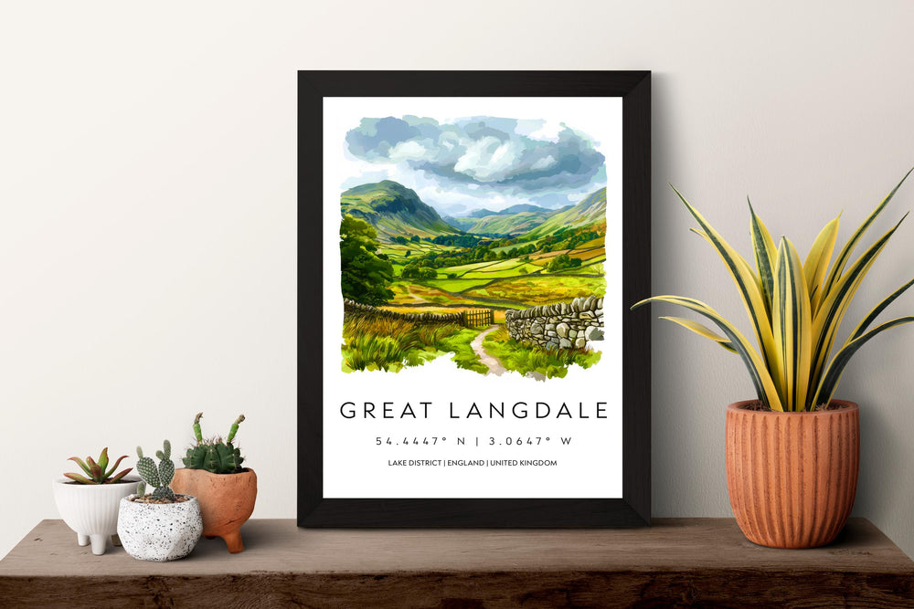 Great Langdale Watercolor Poster Great Langdale Lake District Travel Print Wall Art Great Langdale Home Decor Great Langdale Gift UK Valley