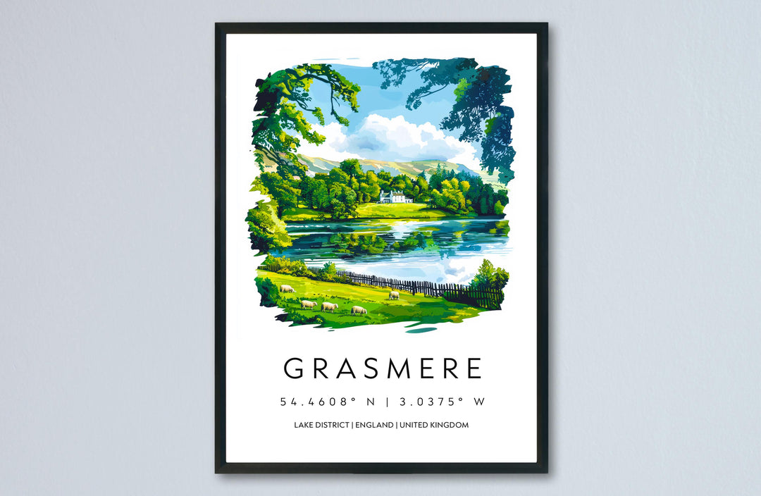 Grasmere Watercolor Poster Grasmere Lake District Travel Print Wall Art Grasmere Home Decor Grasmere Gift Art Lovers UK Village