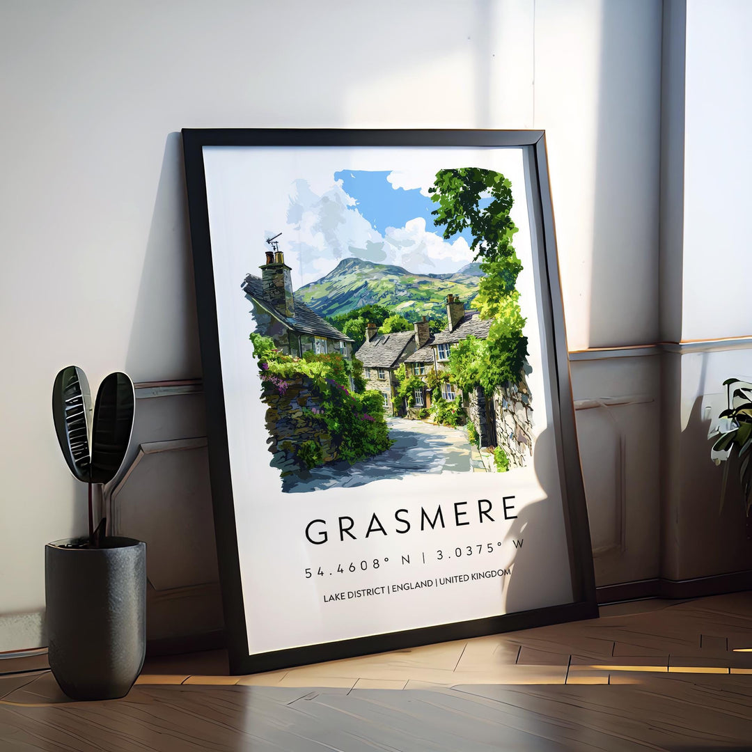 Grasmere Watercolor Poster Grasmere Lake District Travel Print Wall Art Grasmere Home Decor Grasmere Gift Art Lovers UK Village