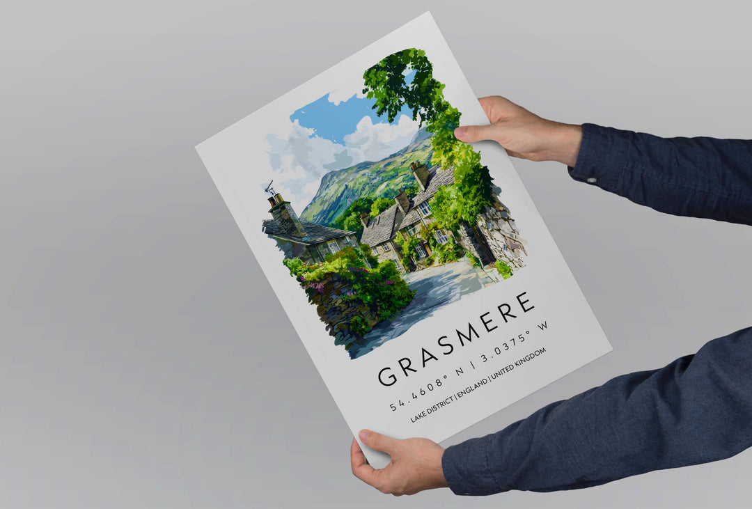 Grasmere Watercolor Poster Grasmere Lake District Travel Print Wall Art Grasmere Home Decor Grasmere Gift Art Lovers UK Village