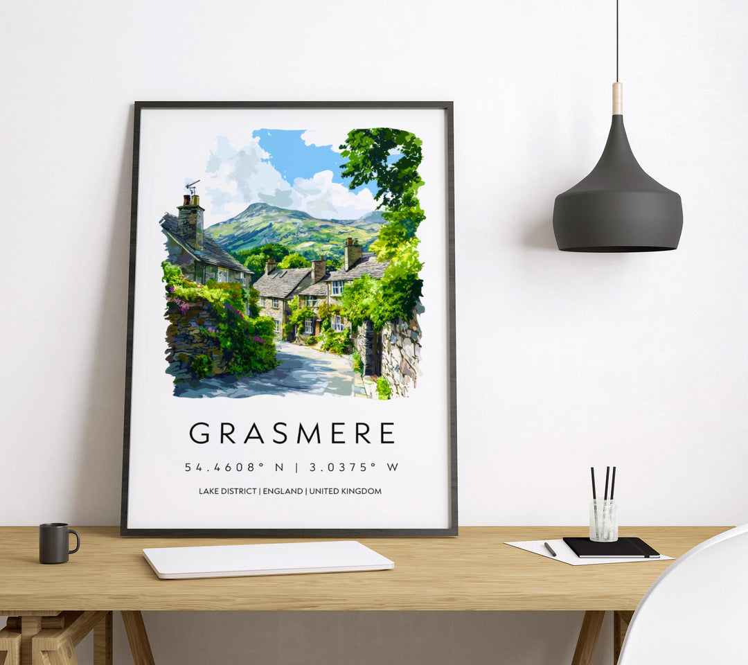 Grasmere Watercolor Poster Grasmere Lake District Travel Print Wall Art Grasmere Home Decor Grasmere Gift Art Lovers UK Village