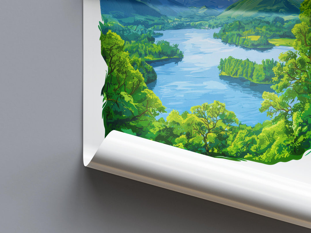 Derwentwater Watercolor Poster Derwentwater Lake District Travel Print Wall Art Derwentwater Home Decor Derwentwater Gift UK Lake
