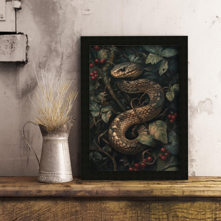 Snake in Bramble Print | Vintage Cottagecore Forest Art