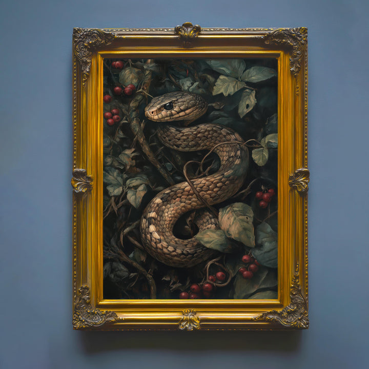 Snake in Bramble Print | Vintage Cottagecore Forest Art