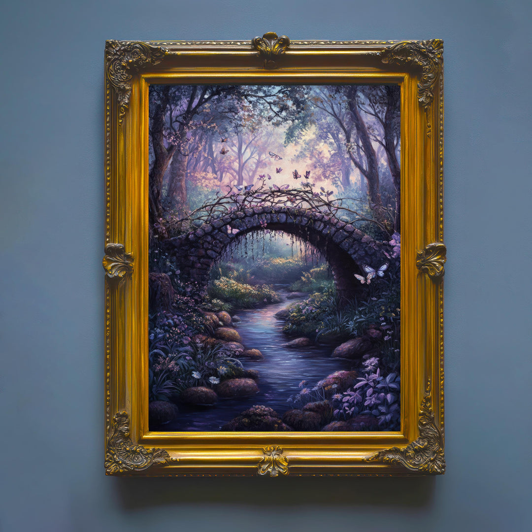 Butterfly Bridge Print, Vintage Forest Art, Cottagecore Wall Decor