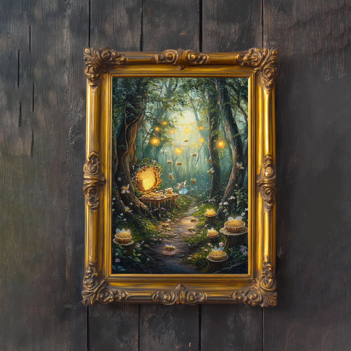 Honeycomb Harvest Festival Print | Vintage Bee, Cottagecore Art