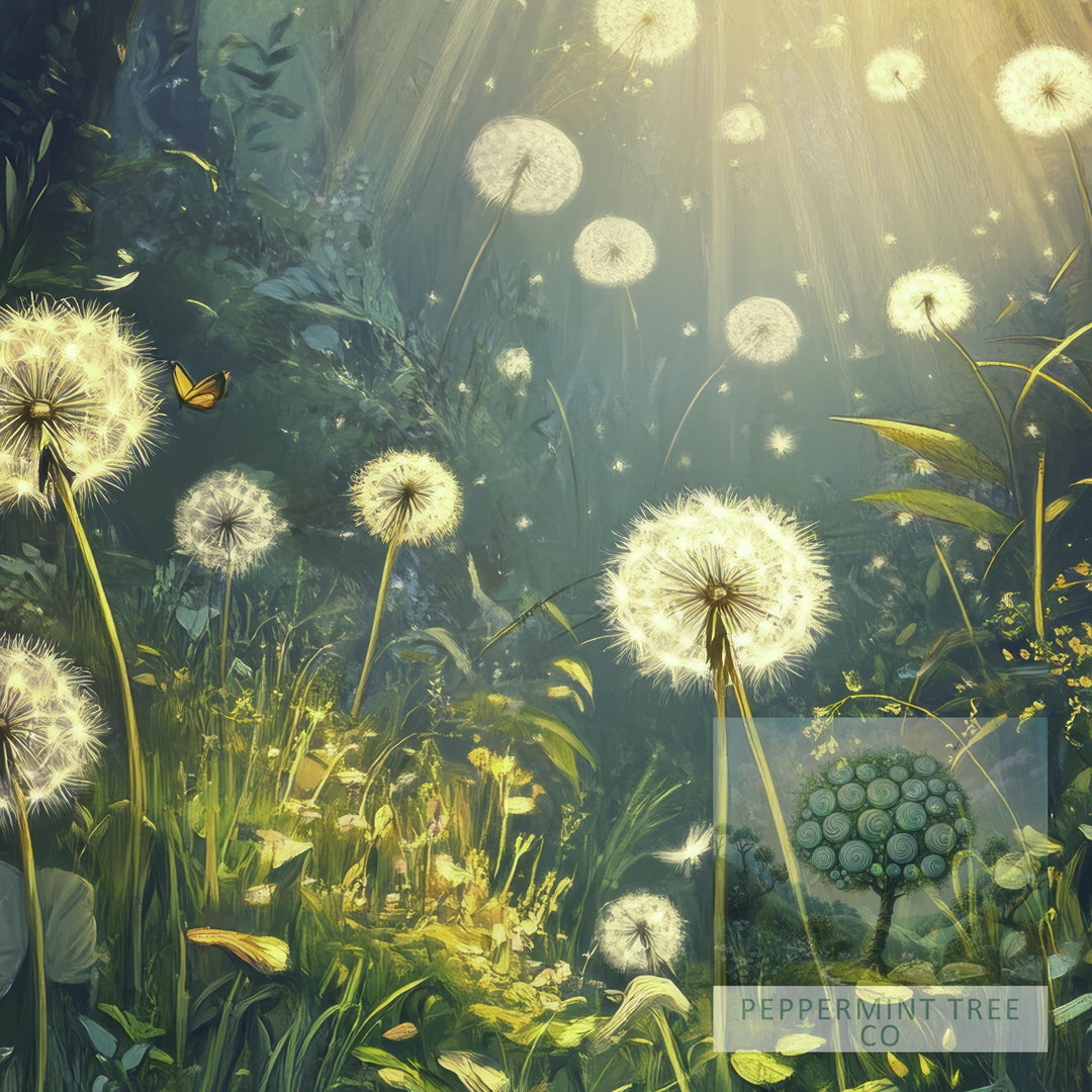 Dandelion Flight School Print | Vintage Cottagecore Art Poster