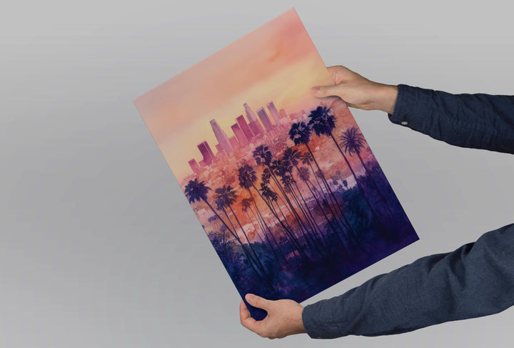 Los Angeles Watercolor Poster Los Angeles California Travel Print Wall Art Los Angeles Home Decor Los Angeles Gift Art Lovers Cityscape