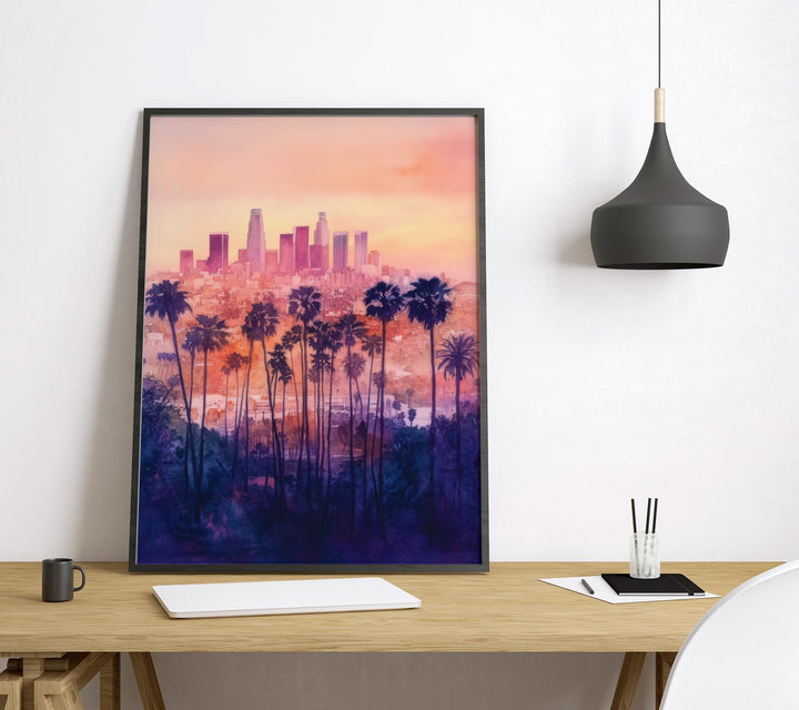 Los Angeles Watercolor Poster Los Angeles California Travel Print Wall Art Los Angeles Home Decor Los Angeles Gift Art Lovers Cityscape