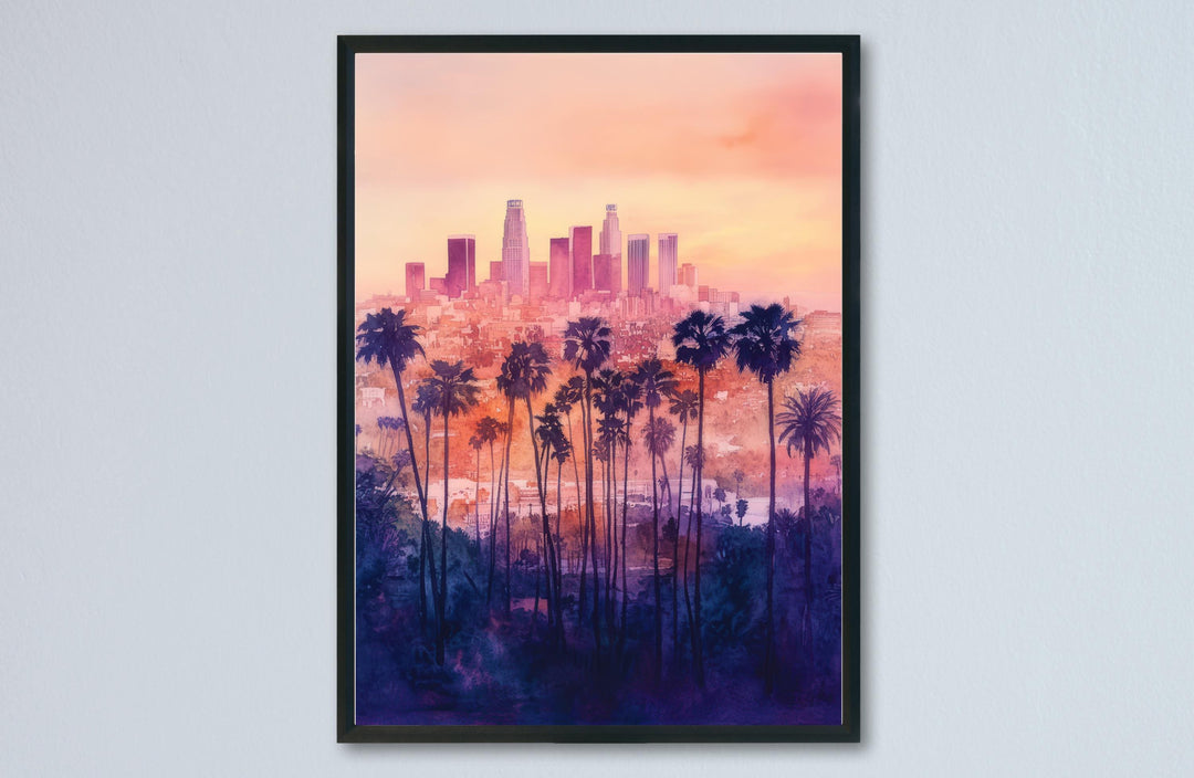 Los Angeles Watercolor Poster Los Angeles California Travel Print Wall Art Los Angeles Home Decor Los Angeles Gift Art Lovers Cityscape