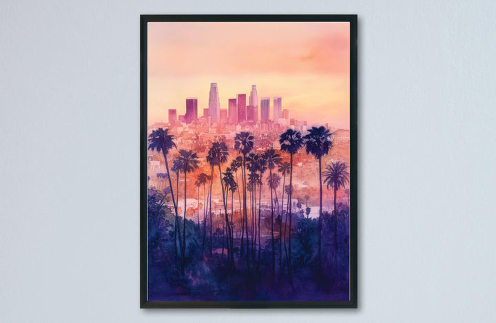 Los Angeles Watercolor Poster Los Angeles California Travel Print Wall Art Los Angeles Home Decor Los Angeles Gift Art Lovers Cityscape
