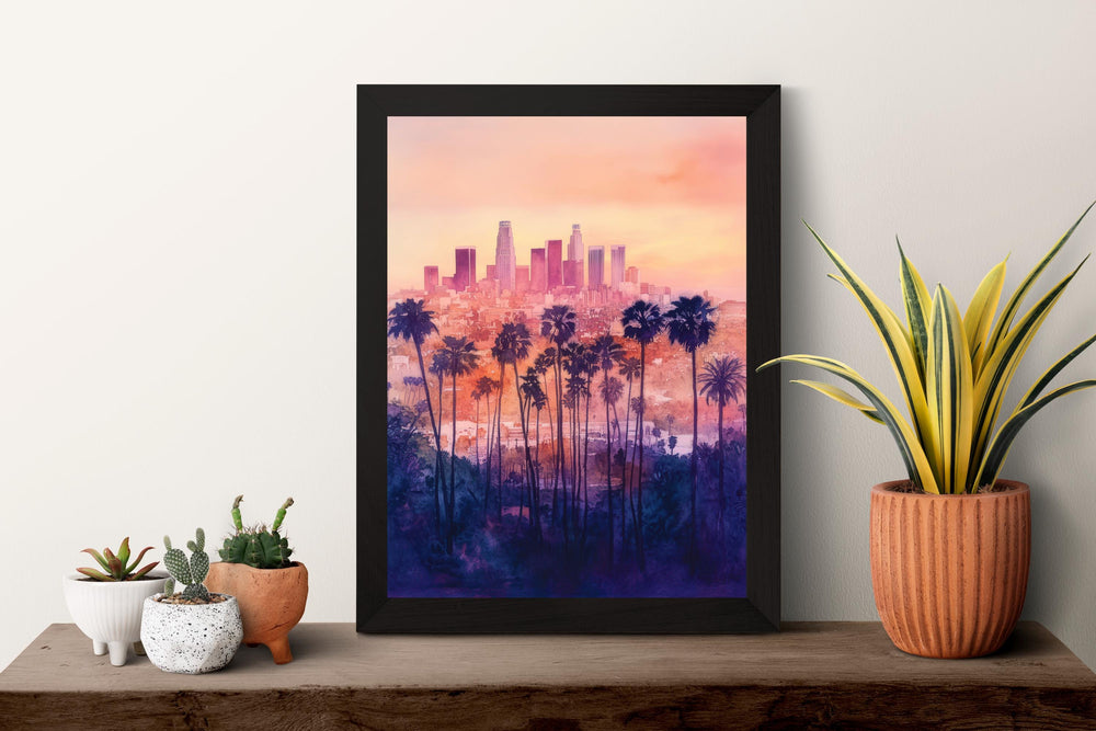 Los Angeles Watercolor Poster Los Angeles California Travel Print Wall Art Los Angeles Home Decor Los Angeles Gift Art Lovers Cityscape
