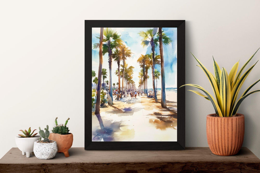 Venice Beach Watercolor Poster Venice Beach California Travel Print Wall Art Venice Beach Home Decor Venice Beach Gift Art Lovers LA