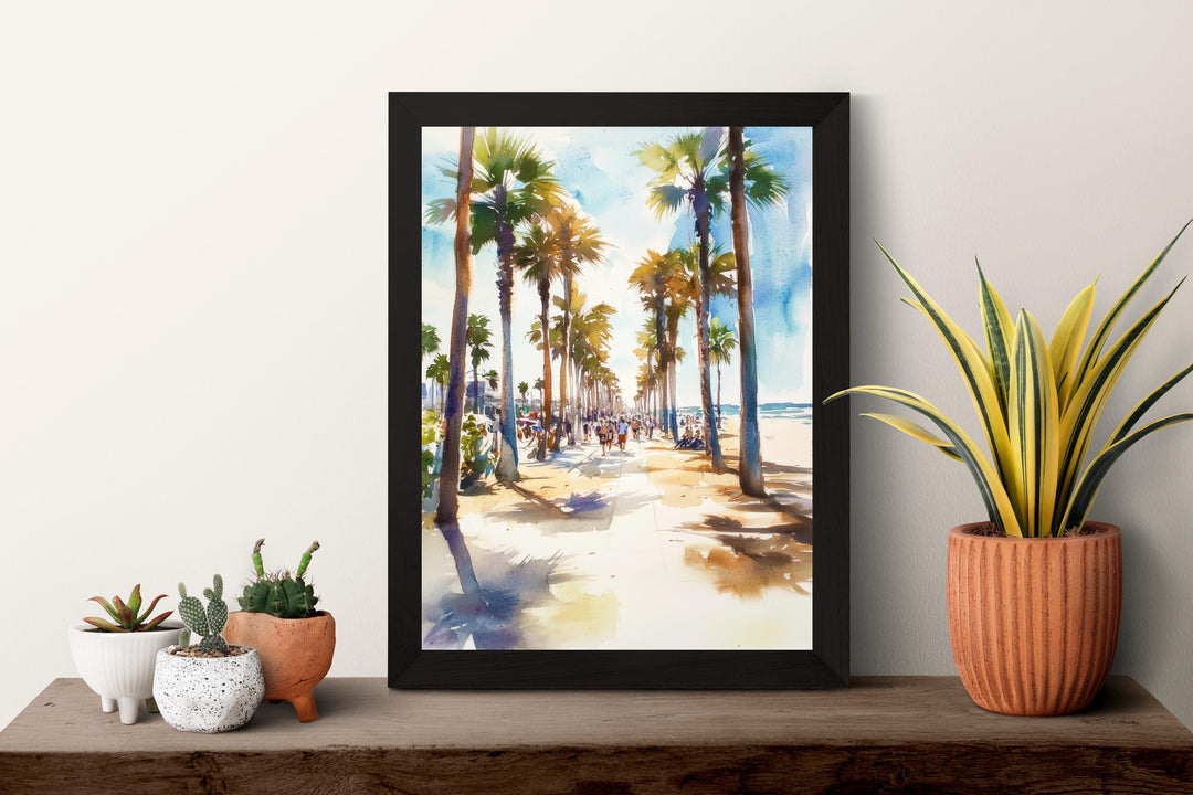 Venice Beach Watercolor Poster Venice Beach California Travel Print Wall Art Venice Beach Home Decor Venice Beach Gift Art Lovers LA