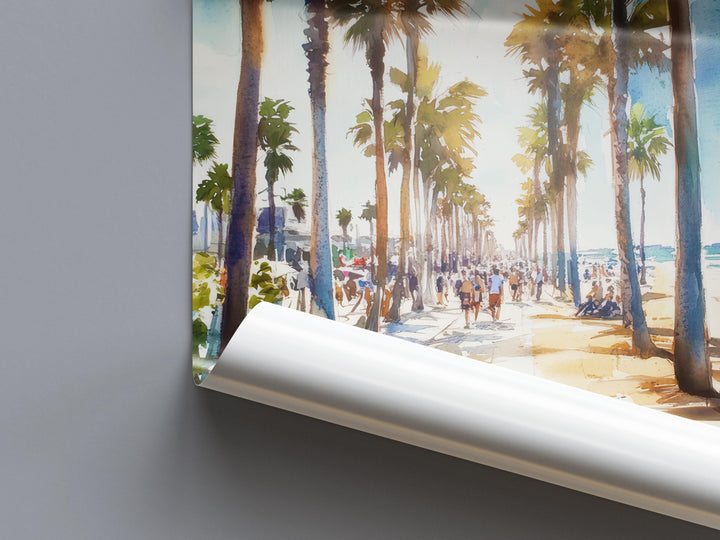 Venice Beach Watercolor Poster Venice Beach California Travel Print Wall Art Venice Beach Home Decor Venice Beach Gift Art Lovers LA
