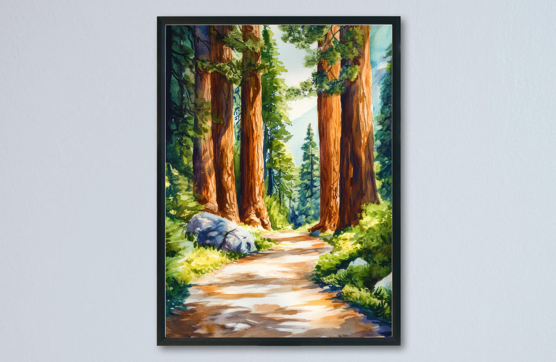 Sequoia National Park Watercolor Poster Sequoia National Park California Travel Print Wall Art Sequoia Home Decor Sequoia Gift Art Lovers