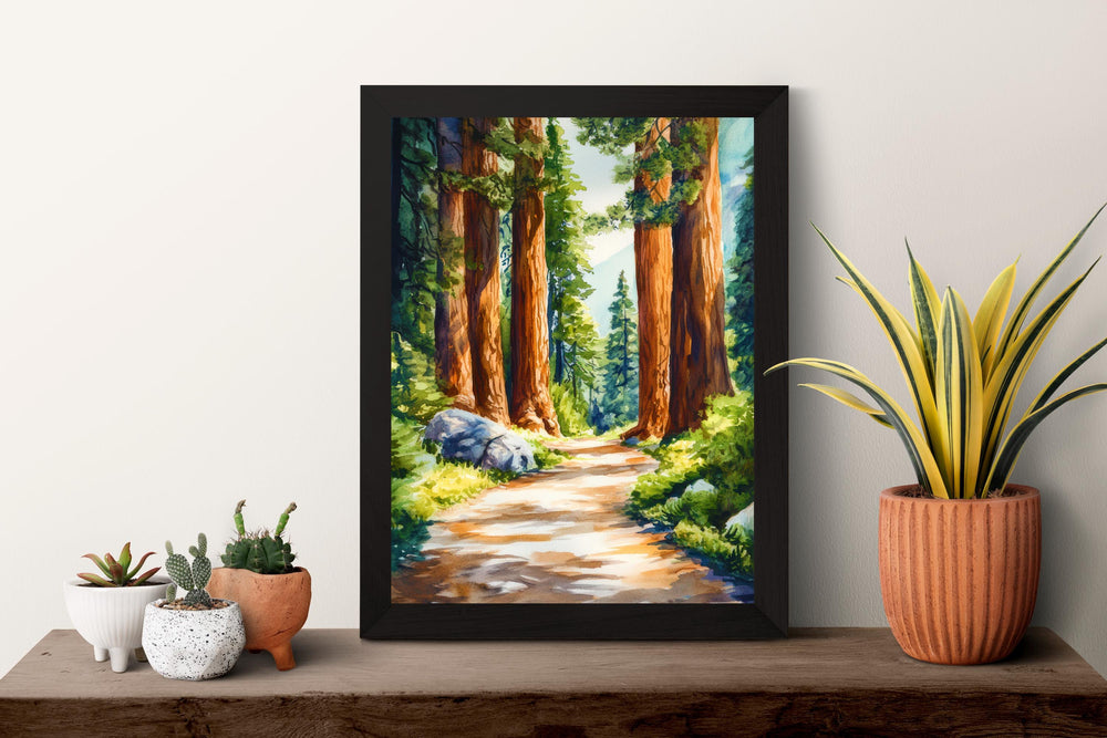 Sequoia National Park Watercolor Poster Sequoia National Park California Travel Print Wall Art Sequoia Home Decor Sequoia Gift Art Lovers