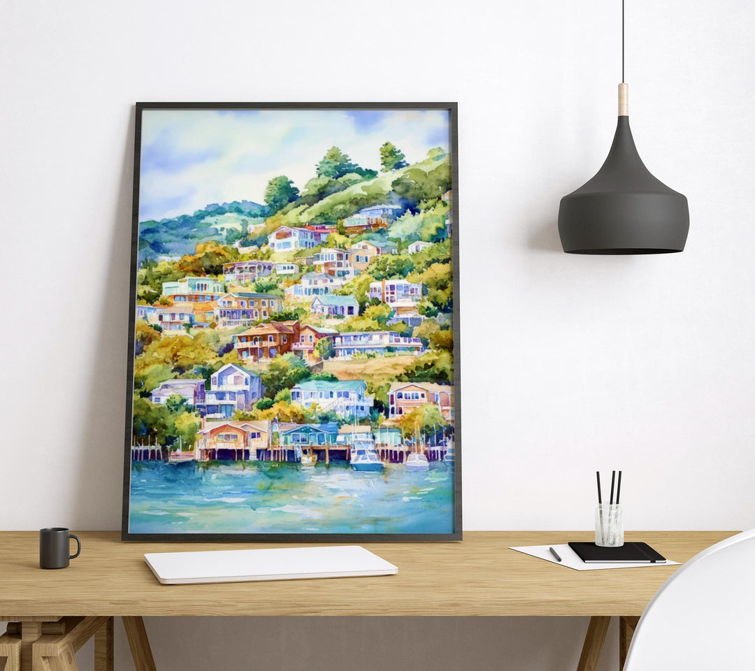 Sausalito Watercolor Poster Sausalito California Travel Print Wall Art Sausalito Home Decor Sausalito Gift Art Lovers California