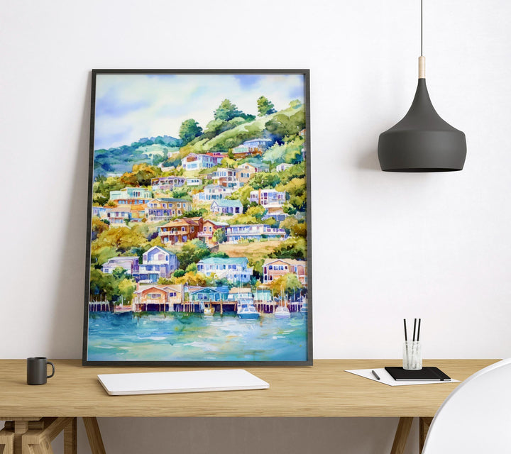 Sausalito Watercolor Poster Sausalito California Travel Print Wall Art Sausalito Home Decor Sausalito Gift Art Lovers California