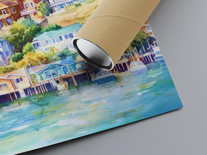 Sausalito Watercolor Poster Sausalito California Travel Print Wall Art Sausalito Home Decor Sausalito Gift Art Lovers California