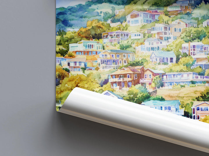 Sausalito Watercolor Poster Sausalito California Travel Print Wall Art Sausalito Home Decor Sausalito Gift Art Lovers California