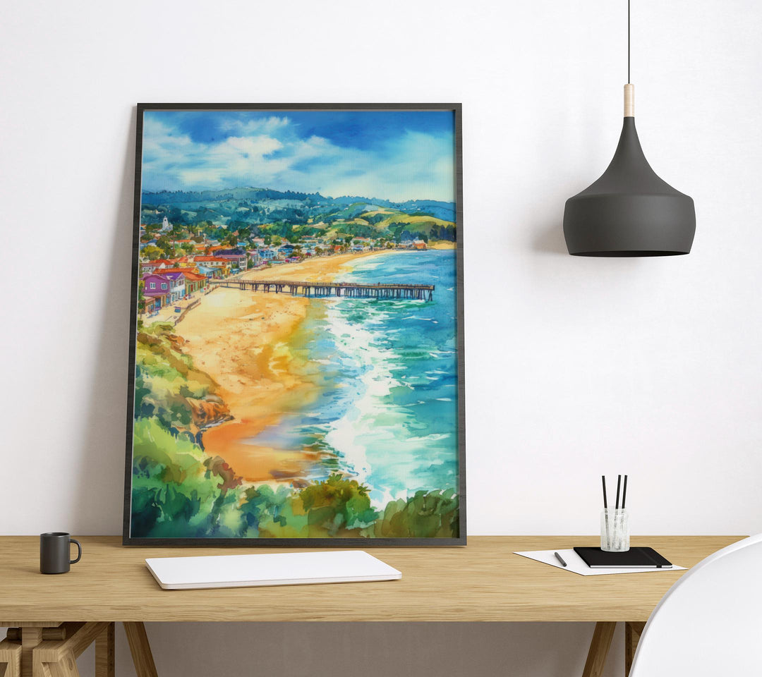 Santa Cruz Watercolor Poster Santa Cruz California Travel Print Wall Art Santa Cruz Home Decor Santa Cruz Gift Art Lovers Beach Town