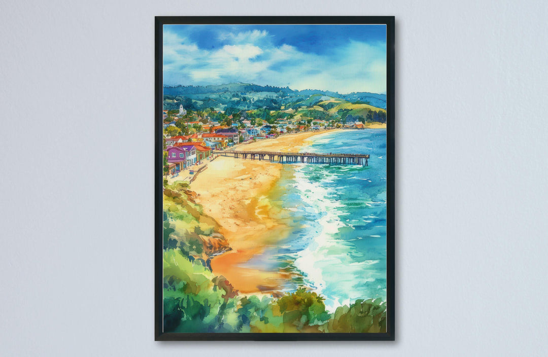 Santa Cruz Watercolor Poster Santa Cruz California Travel Print Wall Art Santa Cruz Home Decor Santa Cruz Gift Art Lovers Beach Town