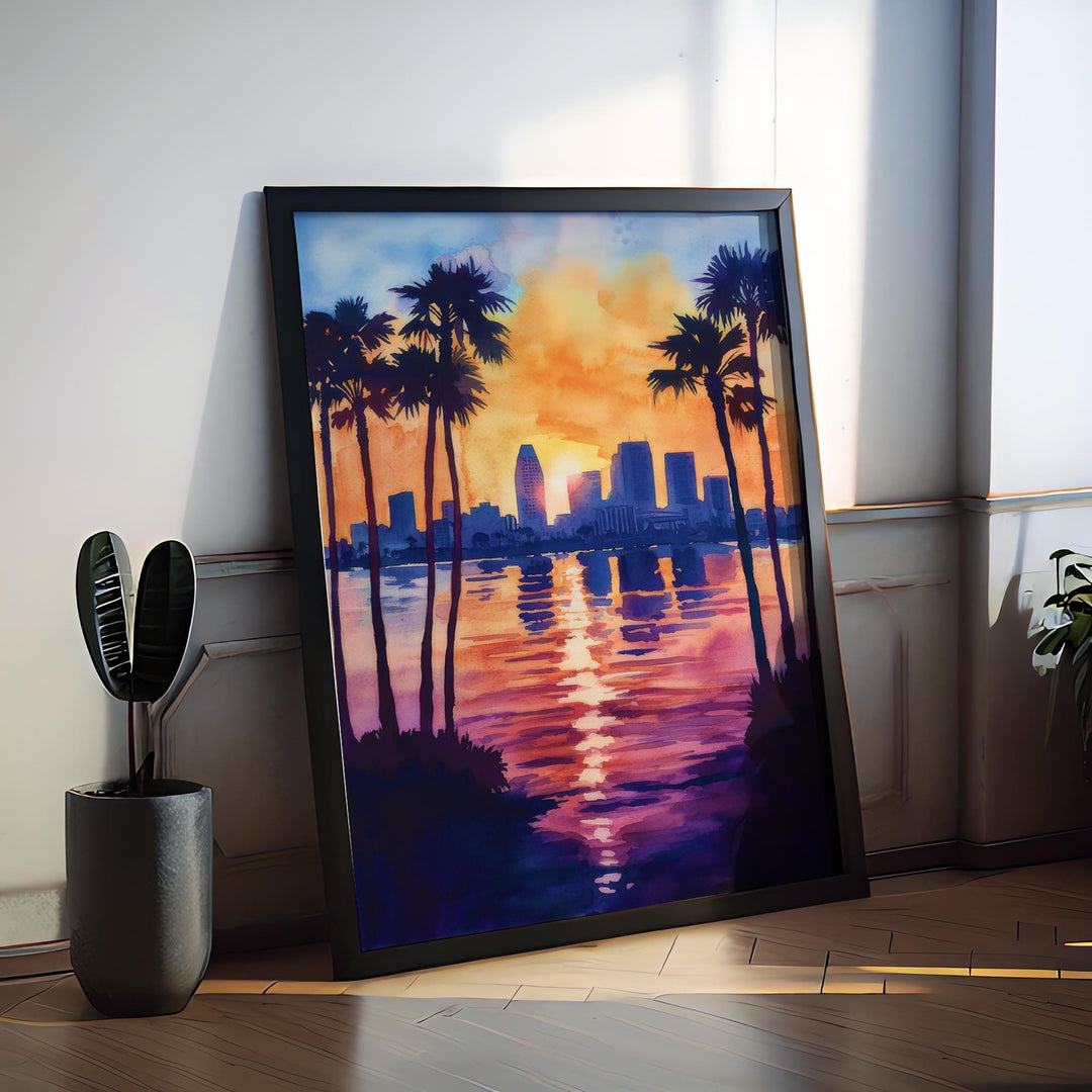 San Diego Watercolor Poster San Diego California Travel Print Wall Art San Diego Home Decor San Diego Gift Art Lovers California