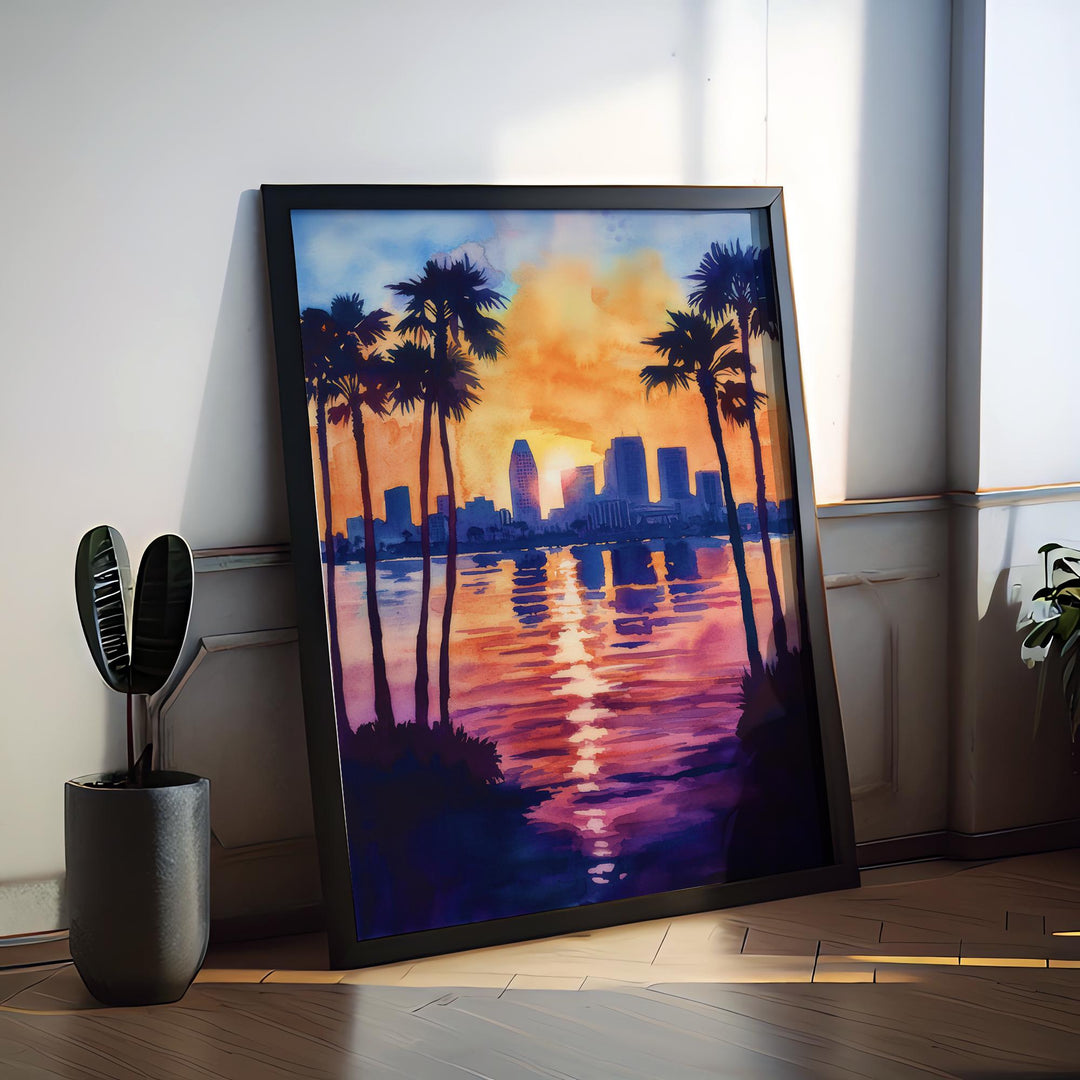 San Diego Watercolor Poster San Diego California Travel Print Wall Art San Diego Home Decor San Diego Gift Art Lovers California