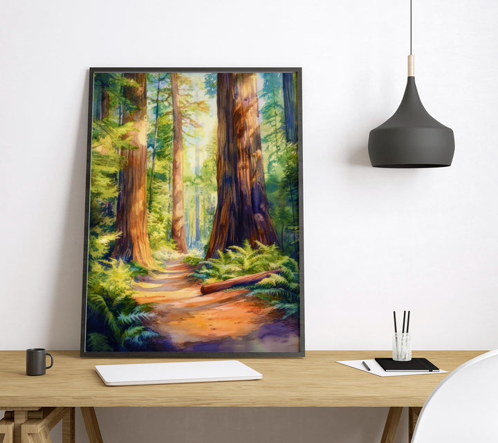 Redwood National State and Parks Watercolor Poster California Travel Print Wall Art Redwood Home Decor Redwood Gift Nature Lovers