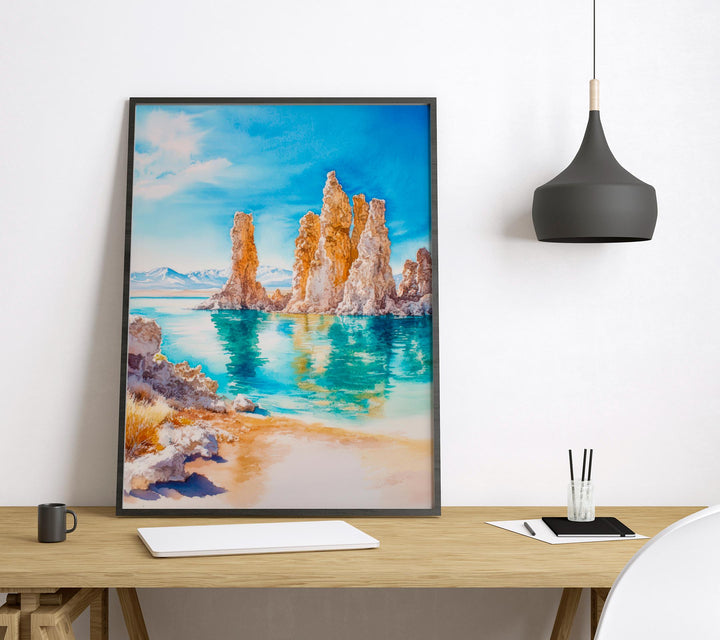 Mono Lake Watercolor Poster Mono Lake California Travel Print Wall Art Mono Lake Home Decor Mono Lake Gift Nature Lovers