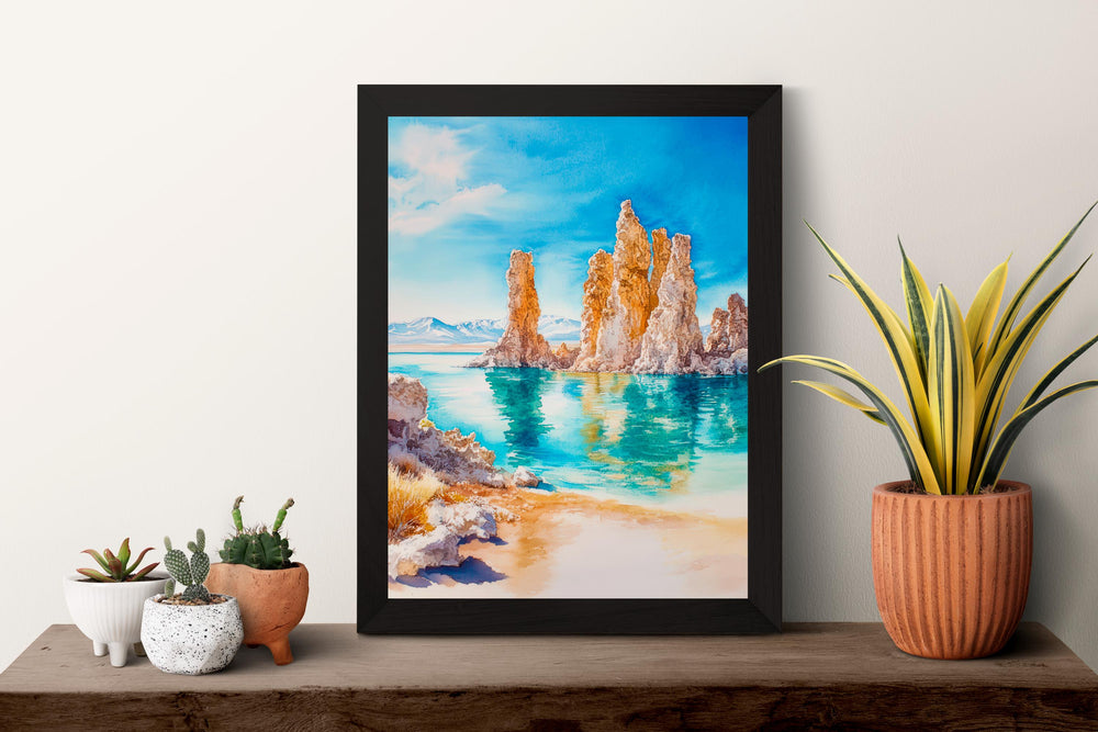 Mono Lake Watercolor Poster Mono Lake California Travel Print Wall Art Mono Lake Home Decor Mono Lake Gift Nature Lovers