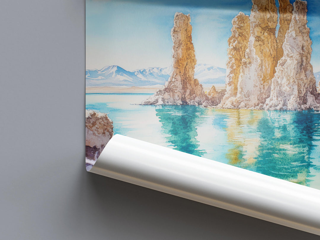 Mono Lake Watercolor Poster Mono Lake California Travel Print Wall Art Mono Lake Home Decor Mono Lake Gift Nature Lovers