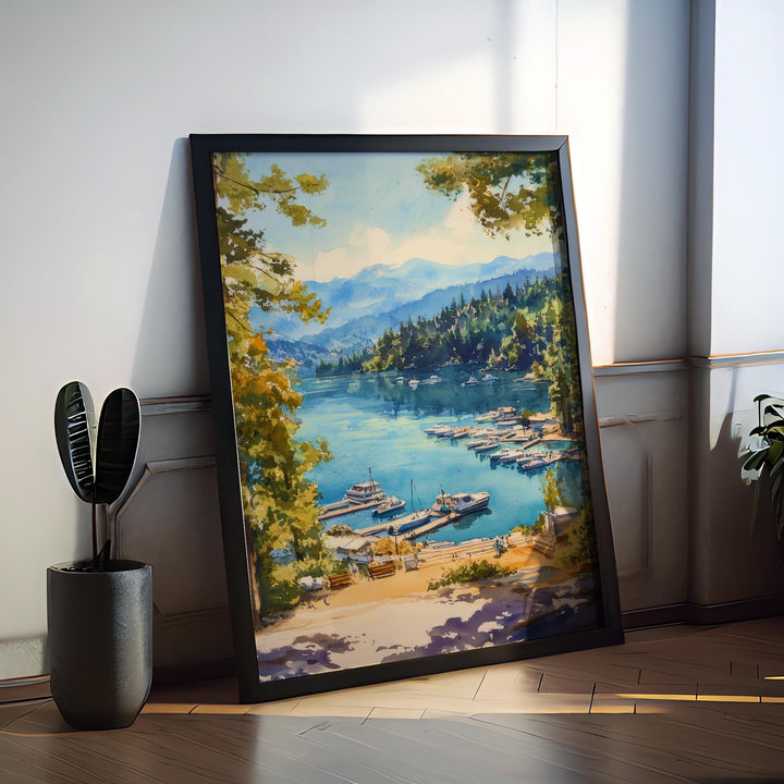 Lake Arrowhead Watercolor Poster Lake Arrowhead California Travel Print Wall Art Lake Arrowhead Home Decor Lake Arrowhead Gift Art Lovers