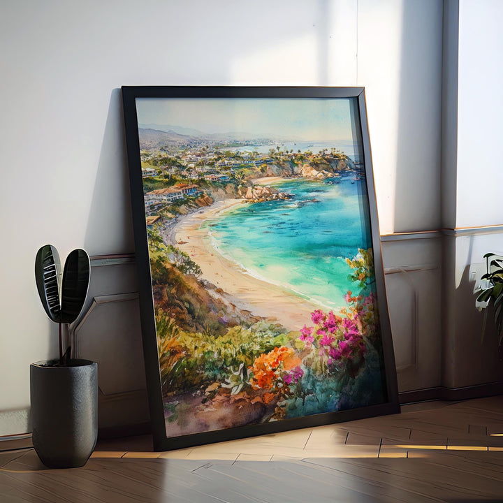 Laguna Beach Watercolor Poster Laguna Beach California Travel Print Wall Art Laguna Beach Home Decor Laguna Beach Gift Art Lovers Beach