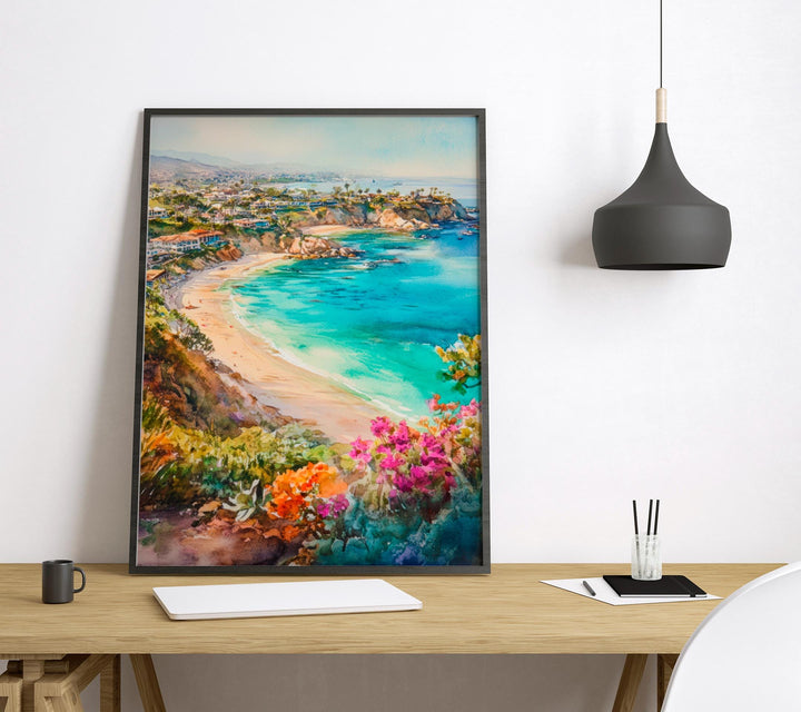 Laguna Beach Watercolor Poster Laguna Beach California Travel Print Wall Art Laguna Beach Home Decor Laguna Beach Gift Art Lovers Beach