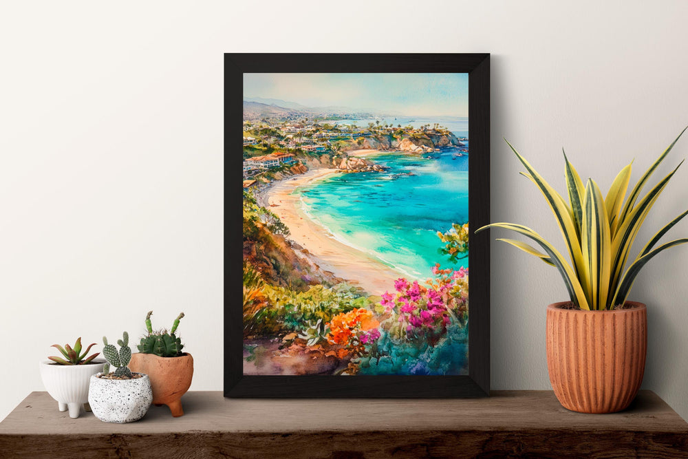 Laguna Beach Watercolor Poster Laguna Beach California Travel Print Wall Art Laguna Beach Home Decor Laguna Beach Gift Art Lovers Beach