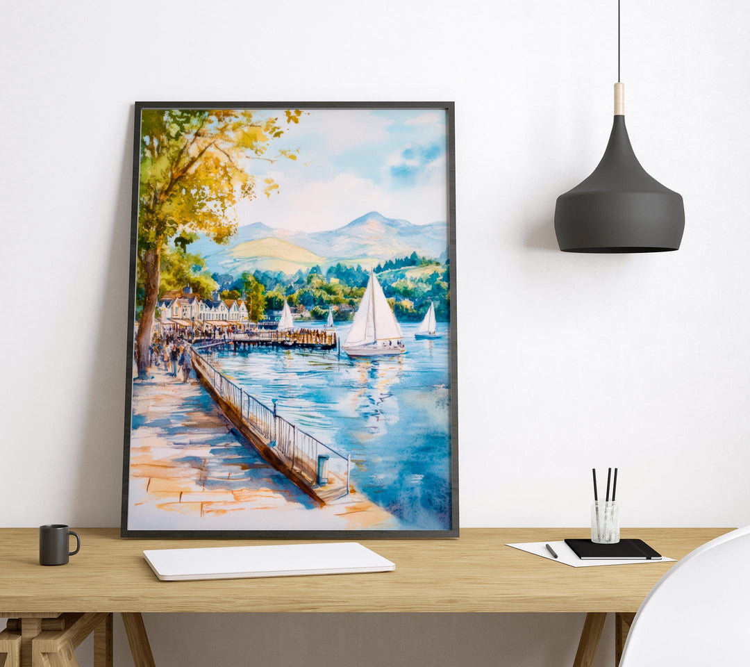 Bowness Watercolor Poster Wall Art Bowness Wall Decor Home Décor Bowness Gift United Kingdom Art Lover Gift, Travel Souvenir Print