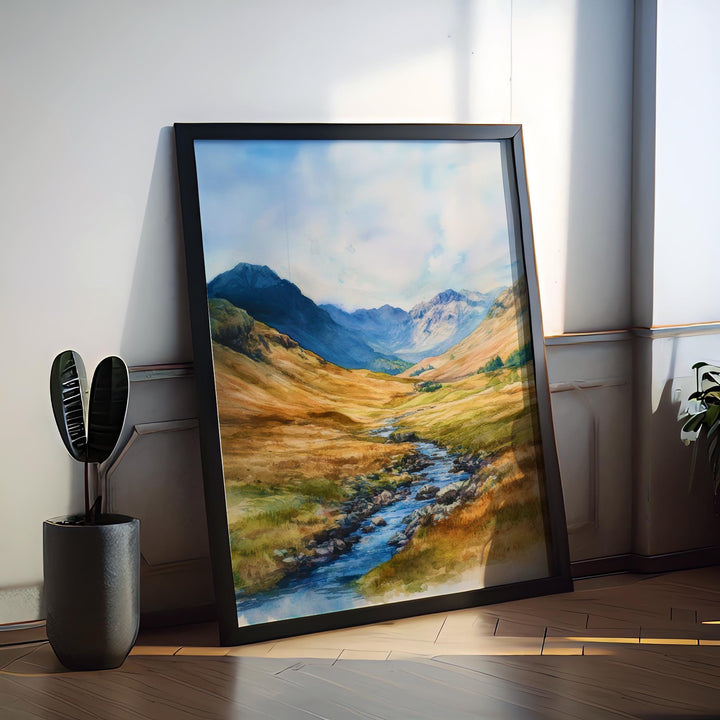Great Langdale Watercolor Poster Wall Art Great Langdale Wall Decor Home Décor Great Langdale Gift United Kingdom Art Lover Gift