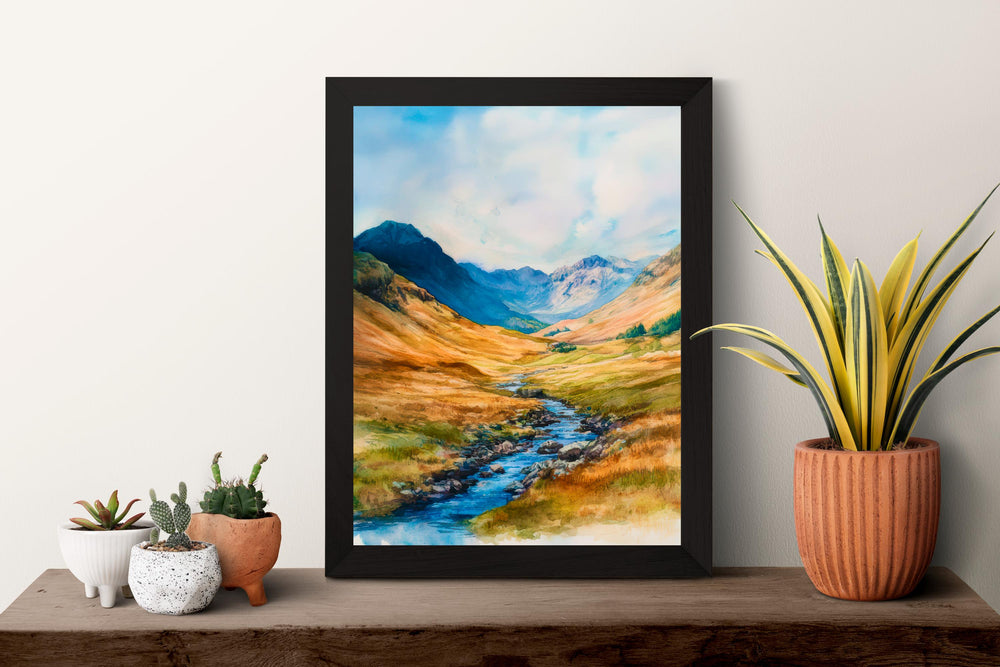 Great Langdale Watercolor Poster Wall Art Great Langdale Wall Decor Home Décor Great Langdale Gift United Kingdom Art Lover Gift