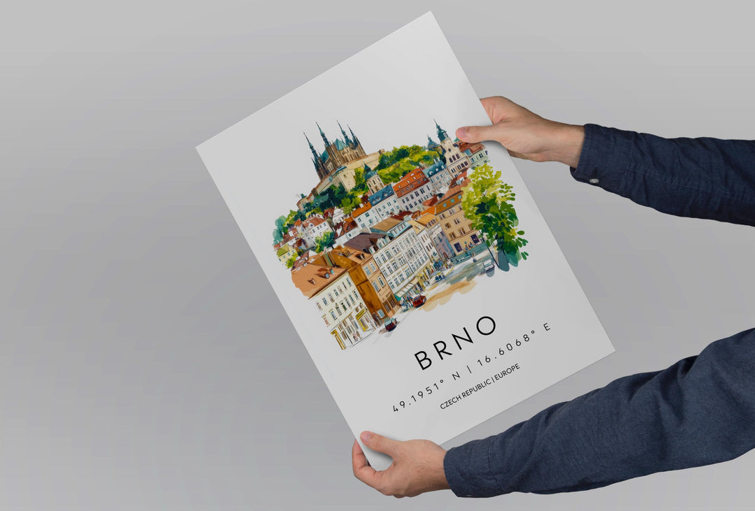 Brno Watercolor Poster Wall Art Brno Wall Hanging Home Décor Brno Gift Art Lovers Czech Republic Art Lover Gift