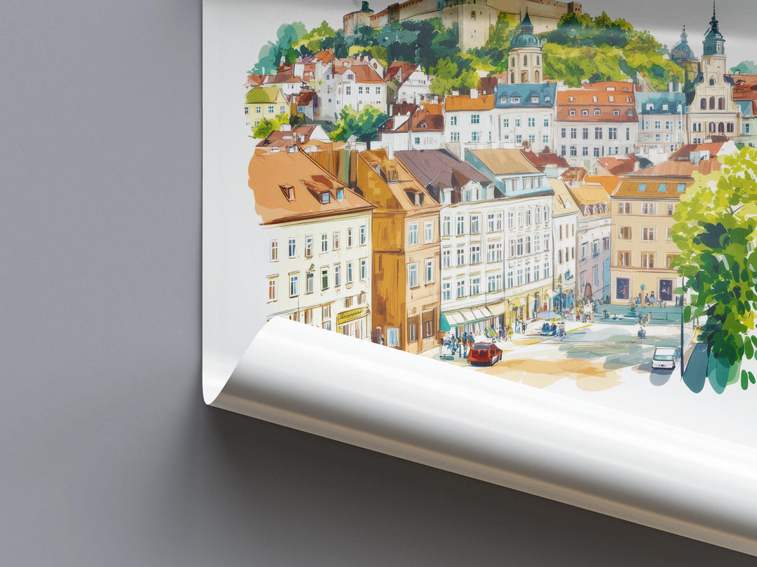 Brno Watercolor Poster Wall Art Brno Wall Hanging Home Décor Brno Gift Art Lovers Czech Republic Art Lover Gift
