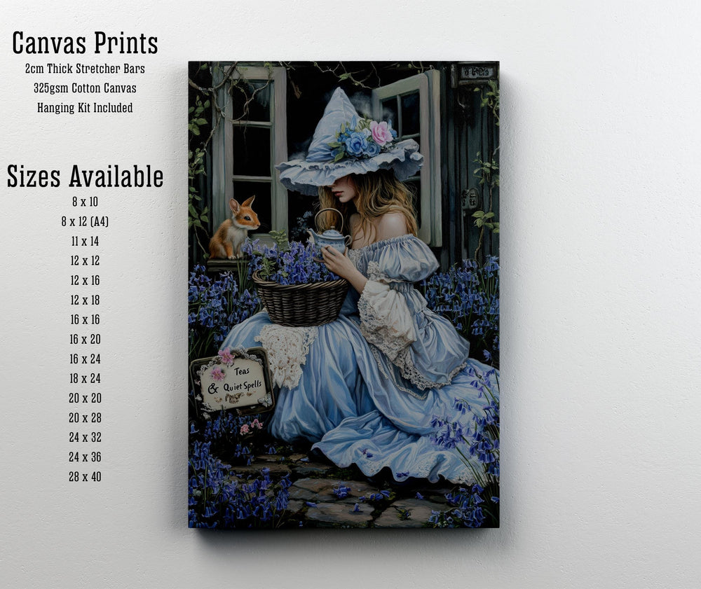 Bluebell Witch Cottagecore Art Print, Vintage Botanical Illustration