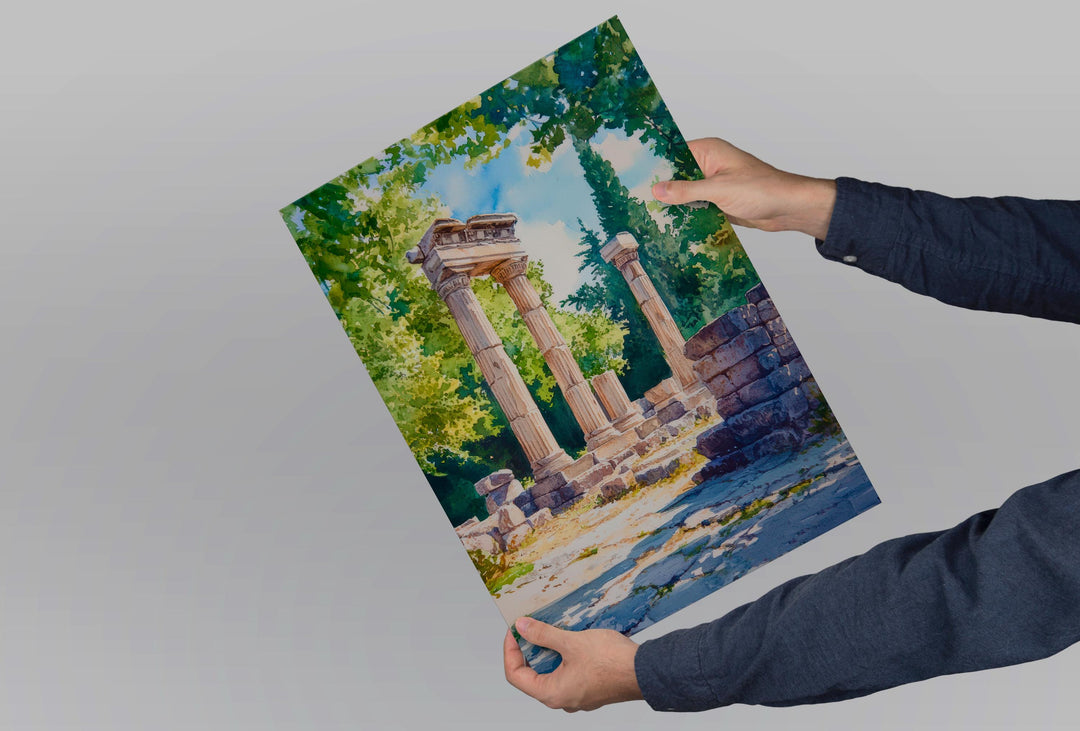 Olympia Watercolor Poster Greece Travel Print Wall Art Home Decor Gift Greek Site Souvenir Ancient Ruins History Wall Decor Hanging