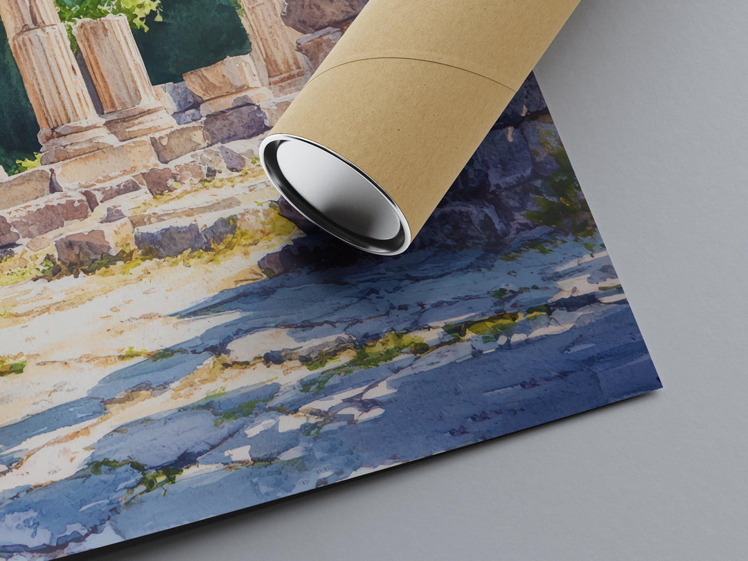 Olympia Watercolor Poster Greece Travel Print Wall Art Home Decor Gift Greek Site Souvenir Ancient Ruins History Wall Decor Hanging