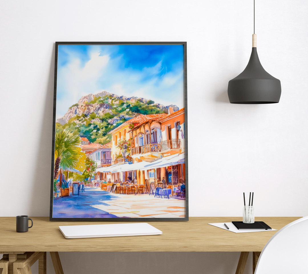 Nafplio Watercolor Poster Greece Travel Print Wall Art Home Decor Gift Greek Town Souvenir Bourtzi Castle Palamidi Old Town Wall Decor