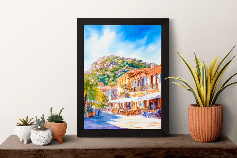 Nafplio Watercolor Poster Greece Travel Print Wall Art Home Decor Gift Greek Town Souvenir Bourtzi Castle Palamidi Old Town Wall Decor