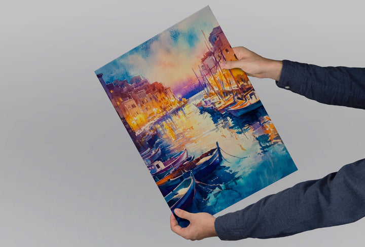 Heraklion Watercolor Poster Greece Travel Print Wall Art Home Decor Gift Greek City Souvenir Knossos Palace Venetian Port Wall Decor Hanging
