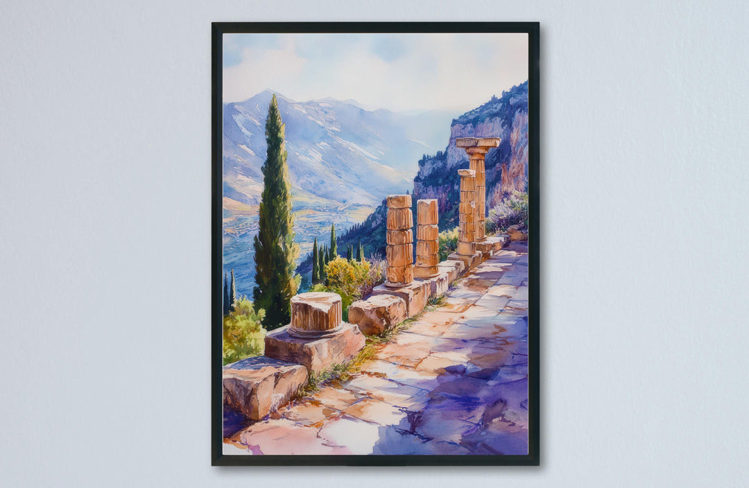 Delphi Watercolor Poster Greece Travel Print Wall Art Home Decor Gift Greek Site Souvenir Ancient Ruins Oracle History Wall Decor Hanging