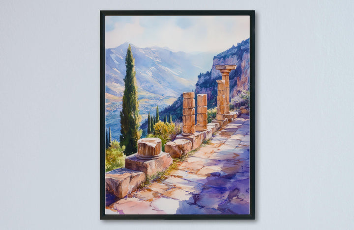 Delphi Watercolor Poster Greece Travel Print Wall Art Home Decor Gift Greek Site Souvenir Ancient Ruins Oracle History Wall Decor Hanging
